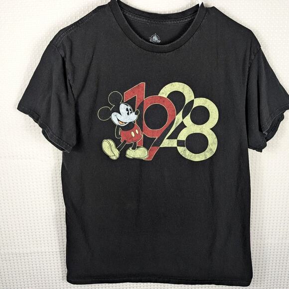 Disney Mickey Mouse 1928 Black T-Shirt Men’s Medium Classic Graphic Cotton Tee - Picture 1 of 4
